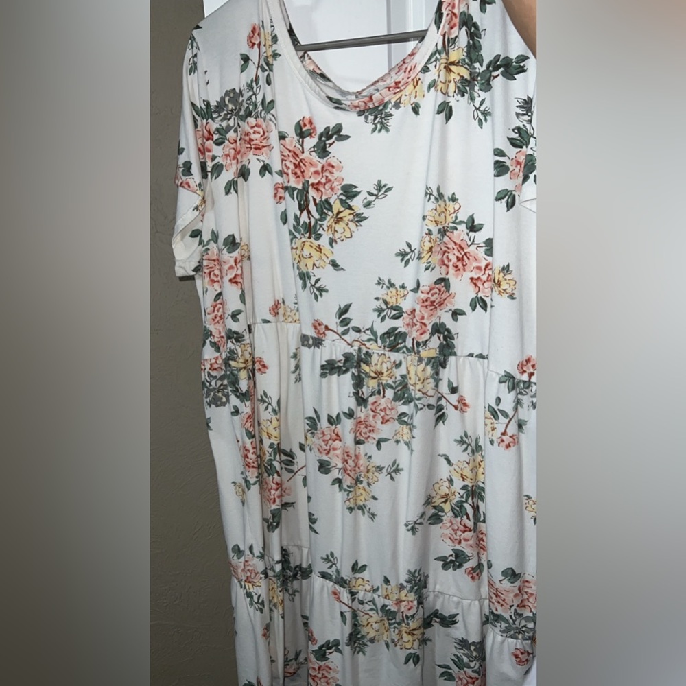 White floral mini dress